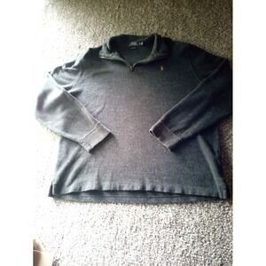 Polo Ralph Lauren Sweater Estate Rib Charcoal Gray 1/4 Zip XL Classic
